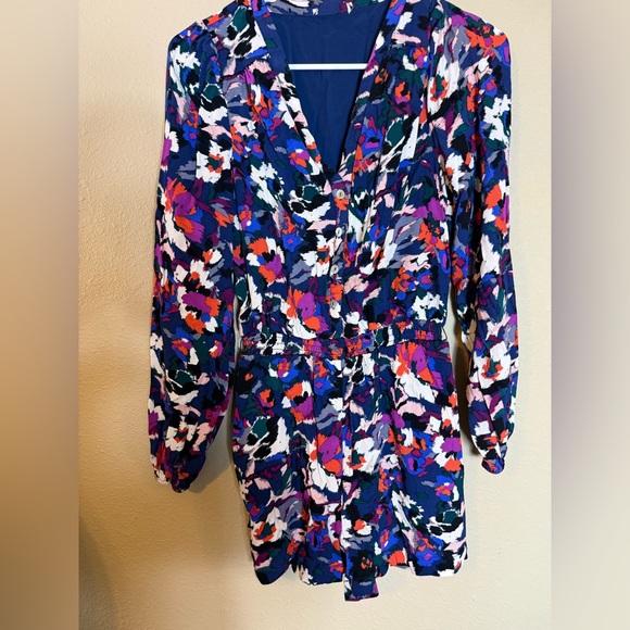 Everly Colorful Floral Long Sleeve Romper size small - Picture 2 of 7